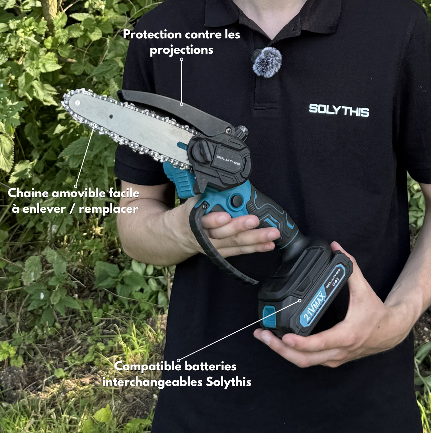 Mini tronçonneuse électrique sur batterie Solythis